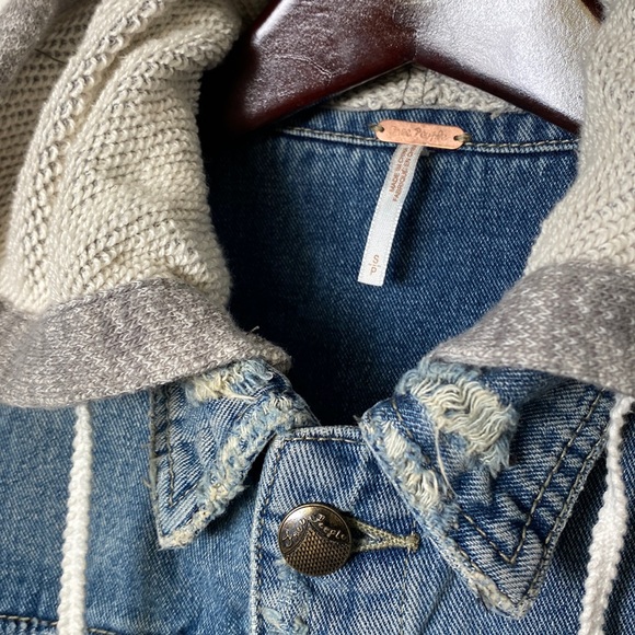 Free People Denim and Knit Hoodie - Picture 3 of 12